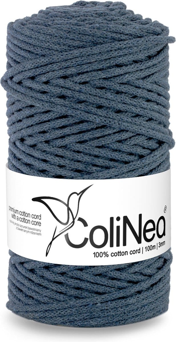ColiNea - Touw - katoenen - koord - Katoenkoord - macramé - 3 mm x 100 m - denim kleur