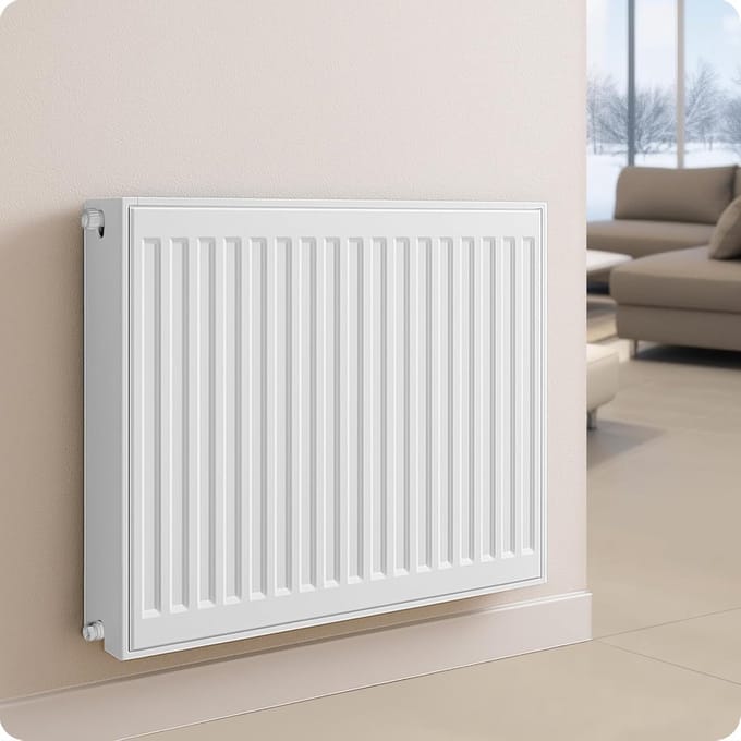 Universele Radiator - Platte Compacte Verwarming - Centrale Verwarming - Zes Aansluitingen Flexibel - 50x90cm 1345 Watt - Zuiver Wit