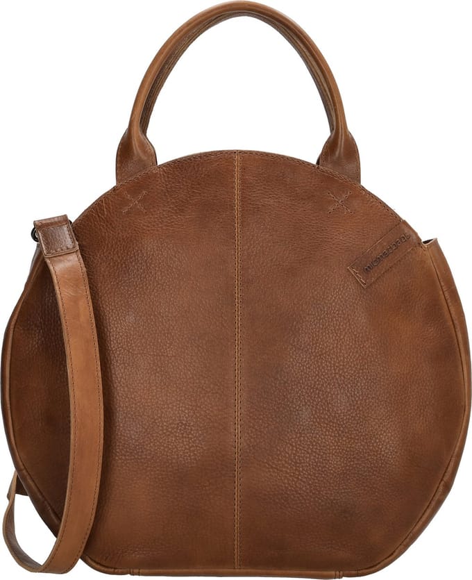 Hide & Stitches Cote d Azur Handtas - Crossbody Schoudertas - Trendy Rond Model - Leren Dames Tas - Camel