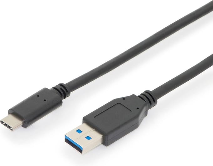Digitus AK-300146-010-S USB-kabel USB 3.2 Gen1 USB-C stekker, USB-A stekker 1.00 m Zwart Afgeschermd (dubbel)