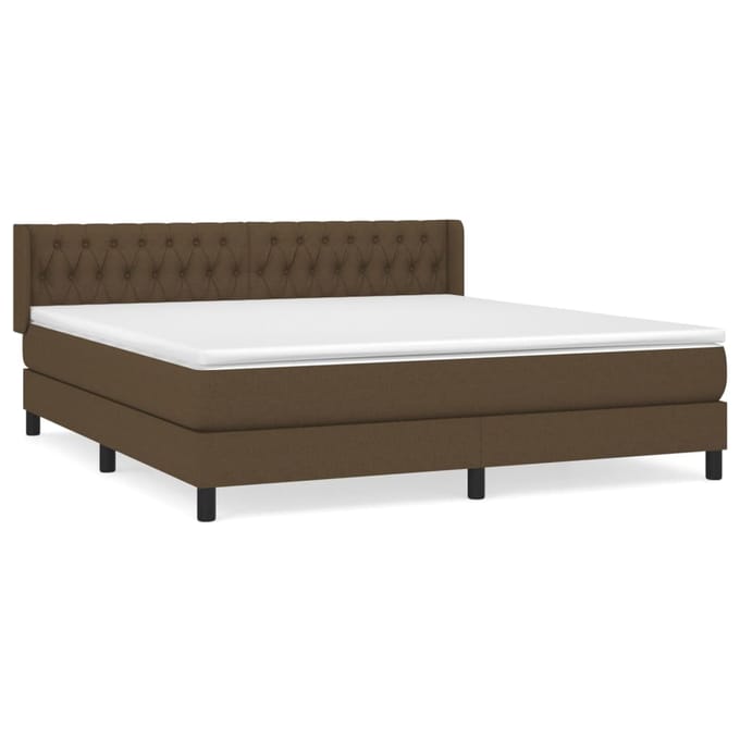 vidaXL - Boxspring - met - matras - stof - donkerbruin - 180x200 - cm