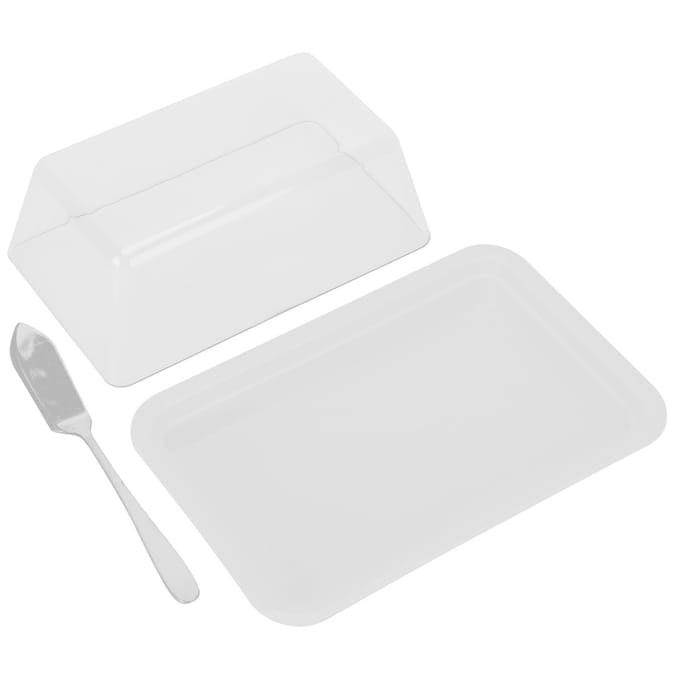Rechthoekige Boter Snijdoos met Deksel Draagbare Boter Bewaardoos voor Keuken Thuis Wit white