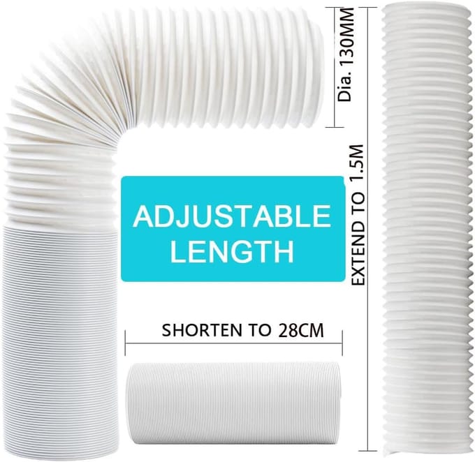 Afvoerslang voor airconditioning en wasdroger - 1,5 meter, diameter 130 mm/150 mm