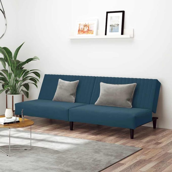 vidaXL - Slaapbank - 2-zits - fluweel - blauw