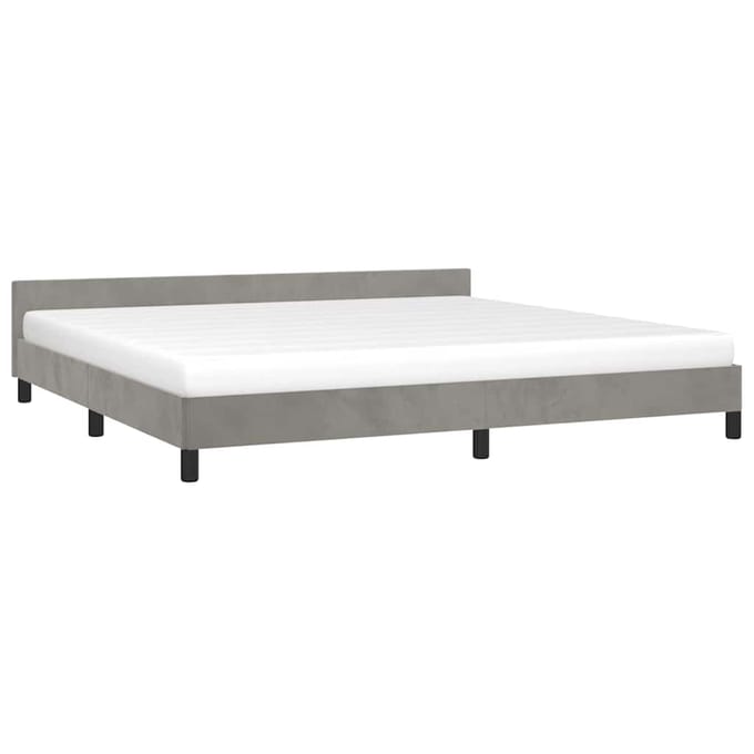 vidaXL - Bedframe - zonder - matras - 200x200 - cm - fluweel - lichtgrijs