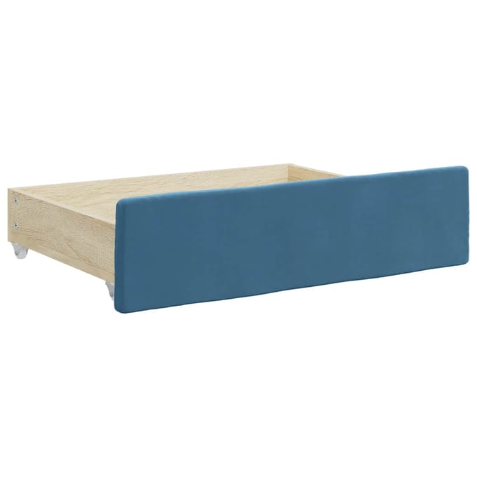 vidaXL - Bedlades - 2 - st - bewerkt - hout - en - fluweel - blauw