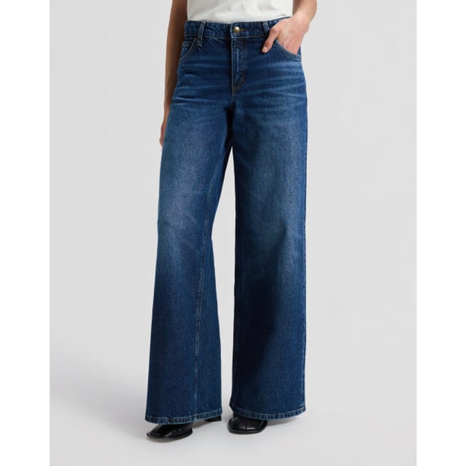 Lee Hope dames mid rise baggy wide leg jeans flash blue