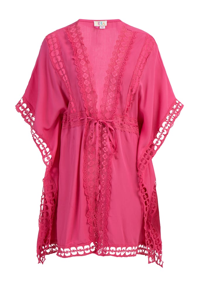 IZIA Kimono met gaatjeskant Dames roze