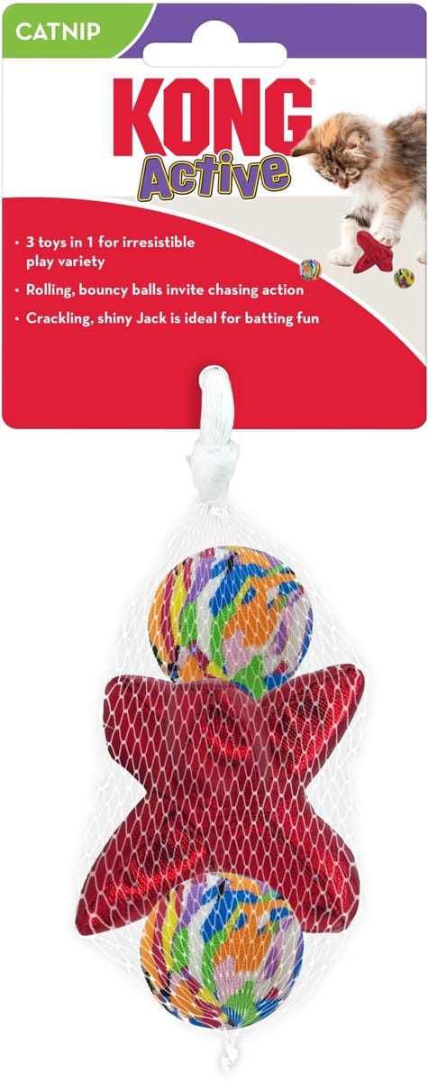 Kong Cat Active Jacks - Kattenspeelgoed - Rood Paars 3 stuks