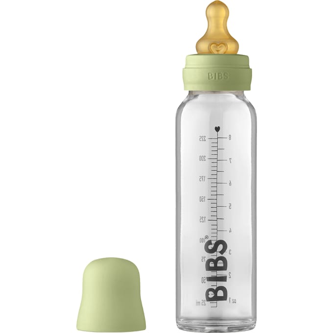BIBS Baby Glass Bottle Complete Set Latex Sage 225 ml