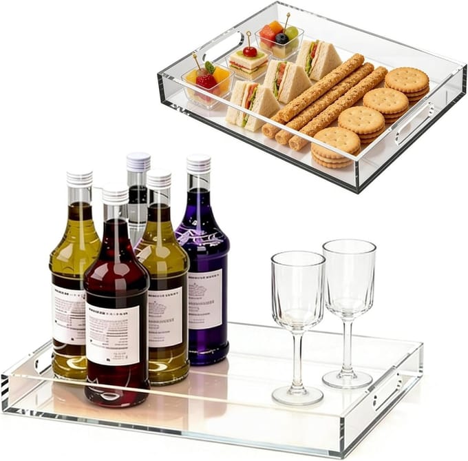 Acryl Dienblad - Draagbare Lade - Dranken Serveren - Lekvrije Constructie - 45 x 35 x 10 cm - Transparant