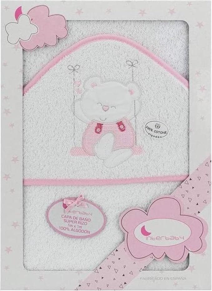 Interbaby Handdoek Schommel 100 X 100 Cm Katoen Wit/roze