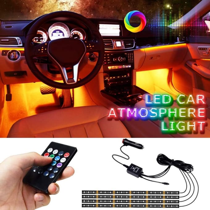 Universele LED Interieurverlichting voor Auto met Afstandsbediening - Sfeerverlichting Voetenruimte
