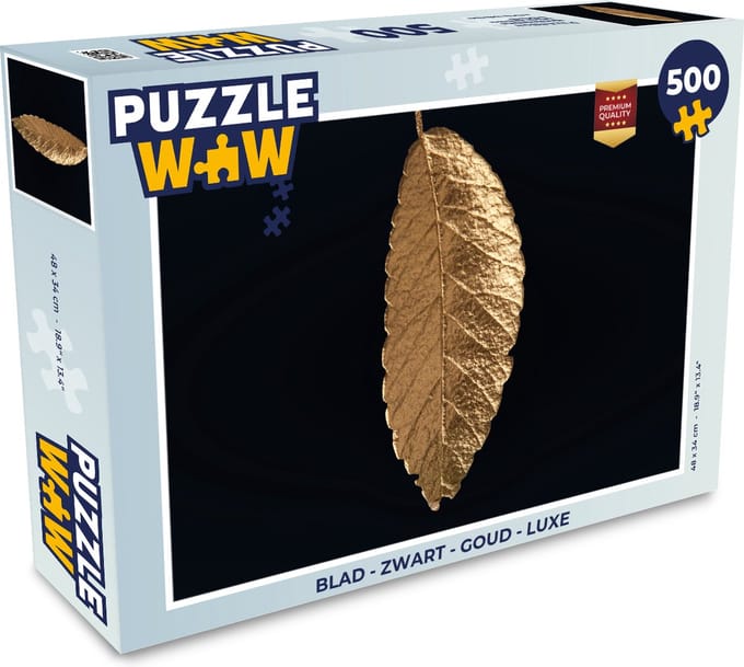 Puzzel Bladeren - Zwart - Goud - Luxe - Natuur - Legpuzzel - Puzzel 500 stukjes