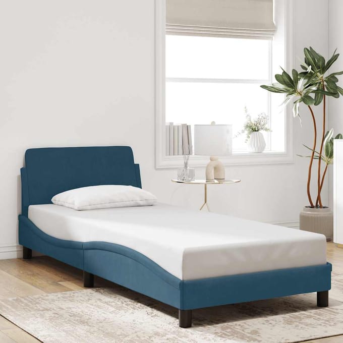 vidaXL - Bedframe - met - hoofdeinde - "Dover" - fluweel - blauw - 90x200 - cm