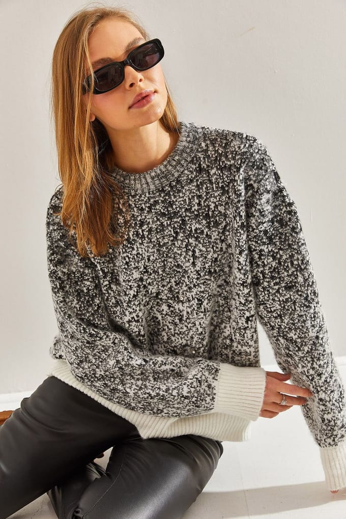 Overgrote Geprinte Sweater met Ronde Hals