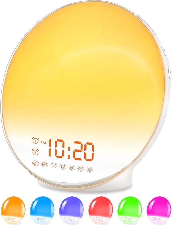 Wake up light – Wekkerradio – Nachtlamp – Bedlamp – Lichttherapielamp – Wit