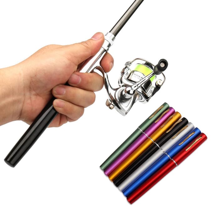 Zakformaat Opvouwbare Hengel Molen Combo Mini Pen Hengel Kit Telescopische Hengel Spinmolen Combo Kit 1.4M zilver