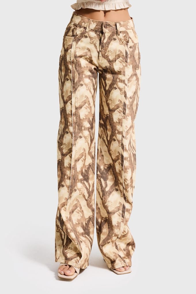 It's Basic - PRINTED BOYFRIEND MID RISE JEANS