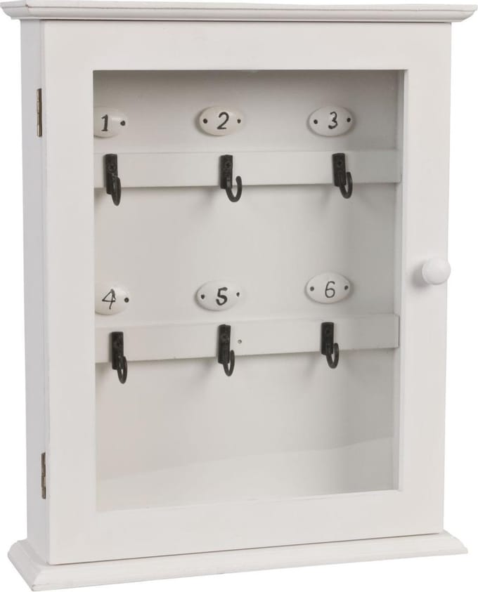 Clayre & Eef Sleutelkastje 25x7x31 cm Wit Hout