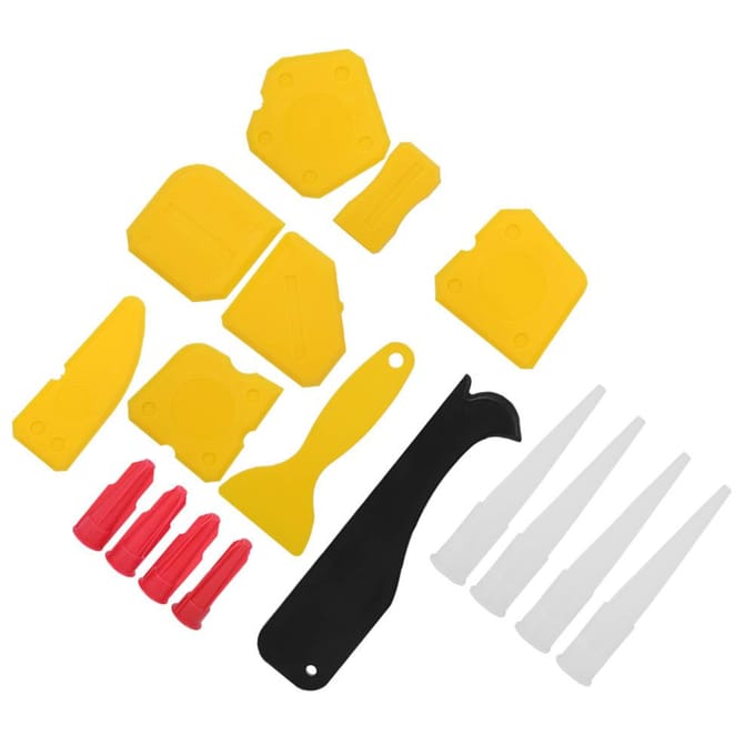 17-delige Set Plastic Kitspreider Raamkit Schraper Glaslijm Afwerkingsgereedschap Kit yellow