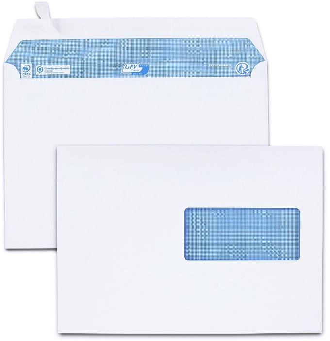 GPV envelop Everyday, 162x229 mm, wit, 100 g/m2, zelfkl., venster re. 45x100 mm, 200 st.