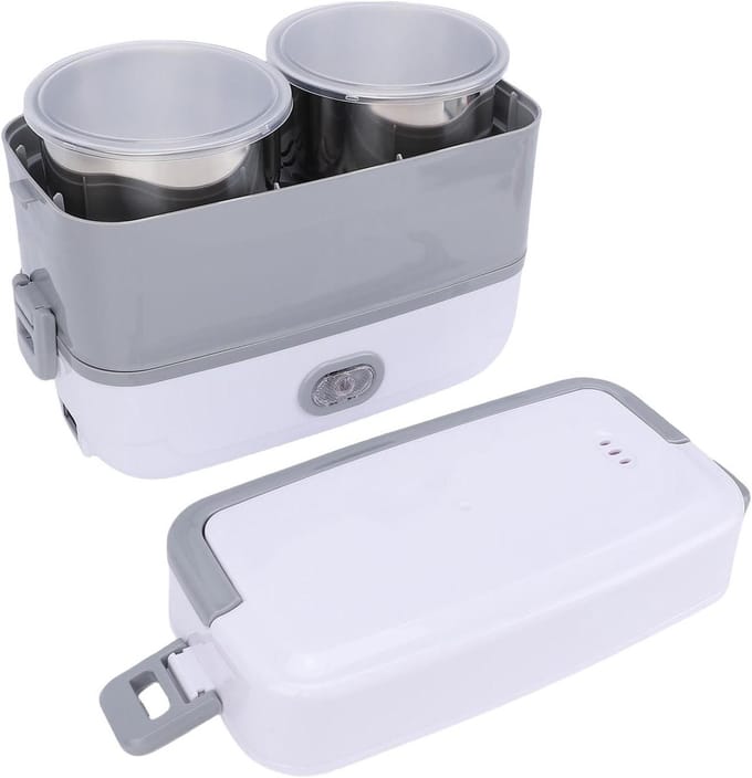 Elektrische Lunchbox - Warmer Food - Warme Maaltijden - Dubbele Laag - 2L Capaciteit - Wit