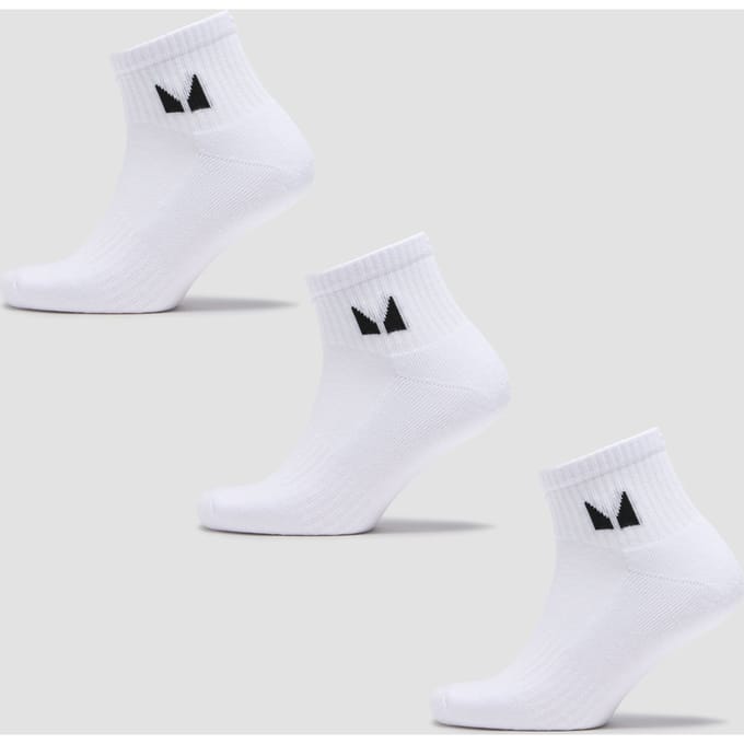 MP Unisex Ankle Socks (3 Pack) - White - UK 2-5