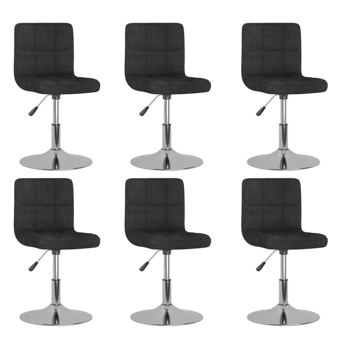 vidaXL - Eetkamerstoelen - 6 - st - draaibaar - stof - zwart
