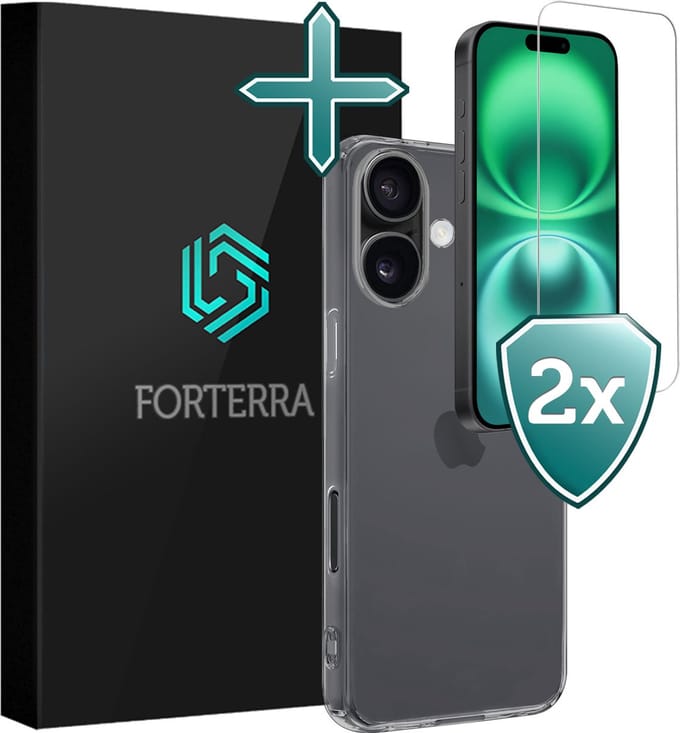 Hoesje Met 2x Screenprotector - Geschikt voor Apple iPhone 16 Plus - Sterk & Shockproof - Telefoon Hoes - Back Cover - Siliconen Case - Transparant
