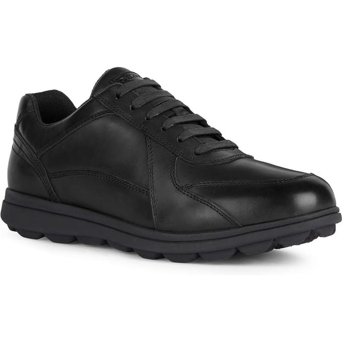 Geox U SPHERICA EC12 Leren Rundleer Heren Zwarte Sneakers
