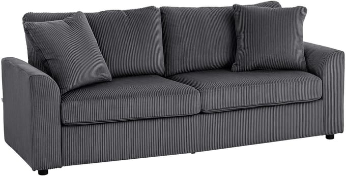 Homcom 3-zitsbank-Polyester, staal-212L x 80B x 88H cm-Donkergrijs