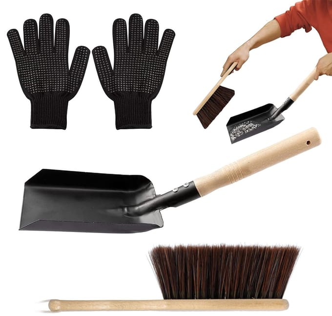 Openhaard Schep Set - As Schep Bezem - Schoonmaken Vuurplaats - Zwaar Metalen Constructie - 37x10cm Schop