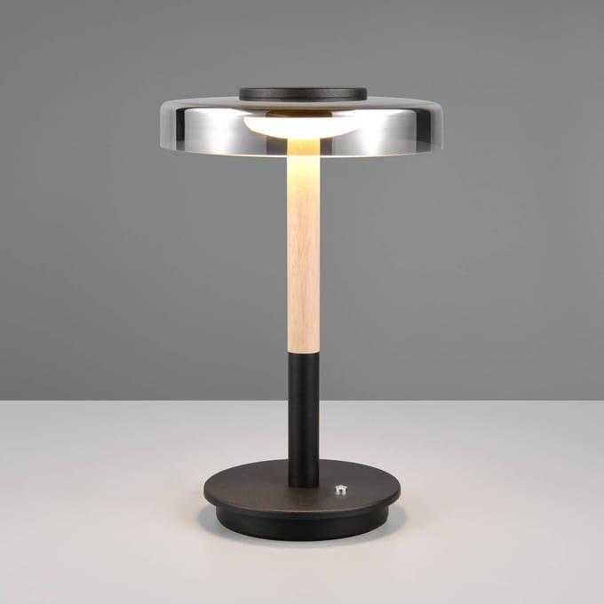 Trio Lighting LED tafellamp Celeste chroom/hout 35 cm glas/metaal Touchdim
