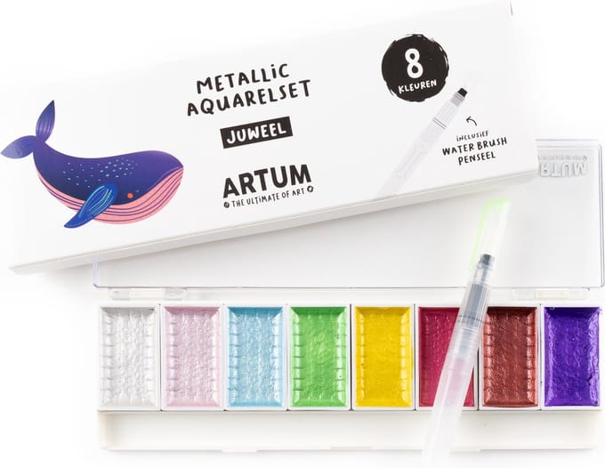 Aquarel Verf Set - Juweel Metallic 8 Kleuren