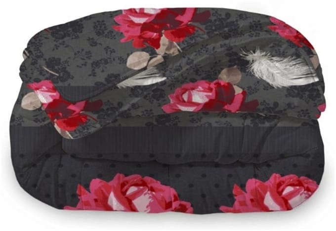 Dekbed Zonder Overtrek 140x200 cm + 1 Kussensloop - Roses Black - Easy Dekbed - Warmteklasse 2