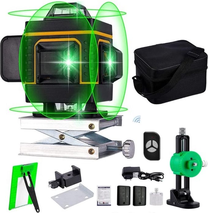 Professionele Kruislijnlaser – Met Statief - 360° Bouwlaser – Waterpas – Kruislaser 3.7V – Rotatielaser – Afstandsbediening – Groen Licht – Compact