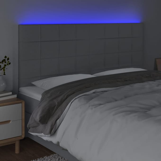 vidaXL - Hoofdbord - LED - 200x5x118/128 - cm - stof - lichtgrijs