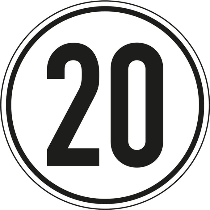 Tempo 20 km bord - aluminium 200 mm