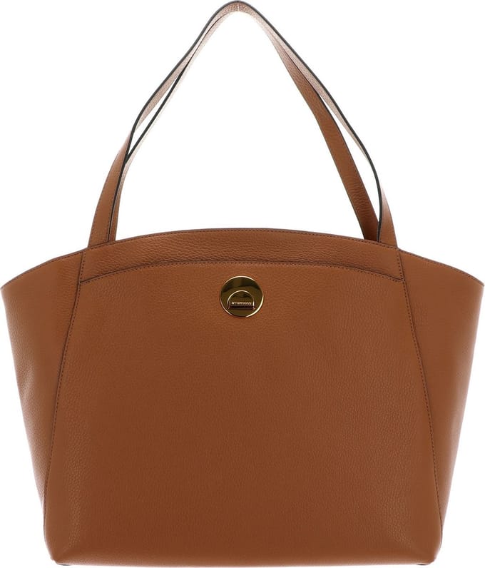 COCCINELLE Leren Shopper Schoudertas Liya Handbag Grained Leather Cuir Terracotta