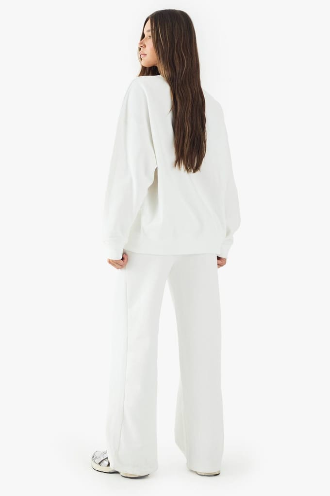 boohoo Dames DSGN Studio Geborduurde Jogger met Rechte Pijp | Ecru | Maat: Large