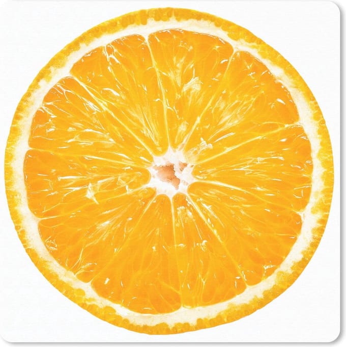 Muismat 20x20 cm - Mousepad Sinaasappel - Fruit - Wit - Muismatten