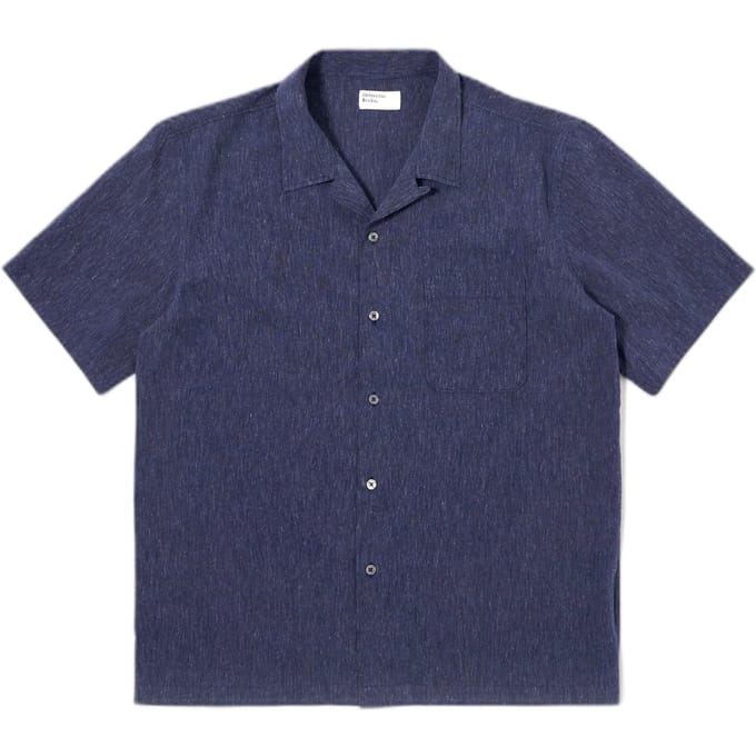 Overhemd Universal Works road shirt sido linnen mix - marine