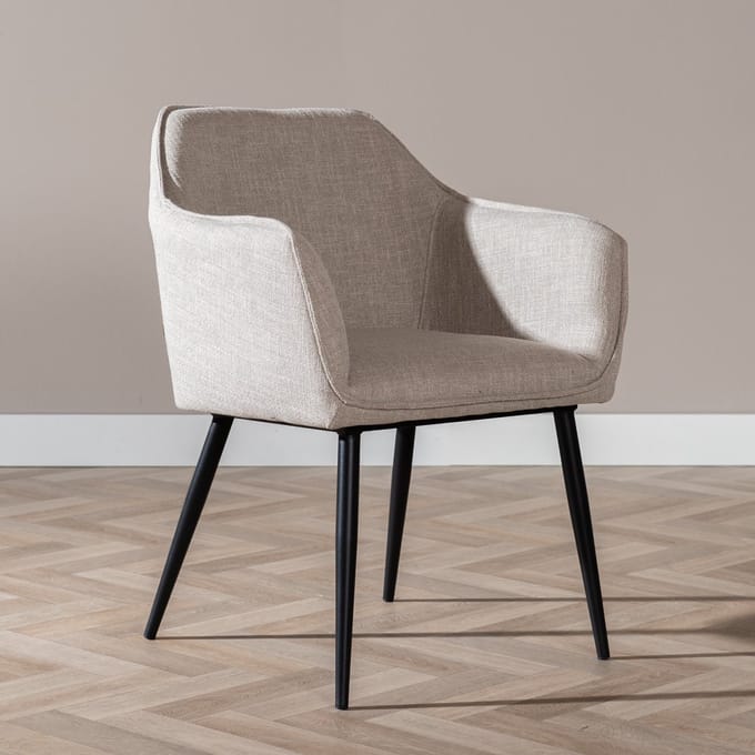 Bronx71® Eetkamerstoel Ciara linnen taupe - stoel