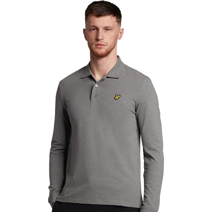 Lyle and Scott Longsleeve Polo Grijs - Maat S - Heren