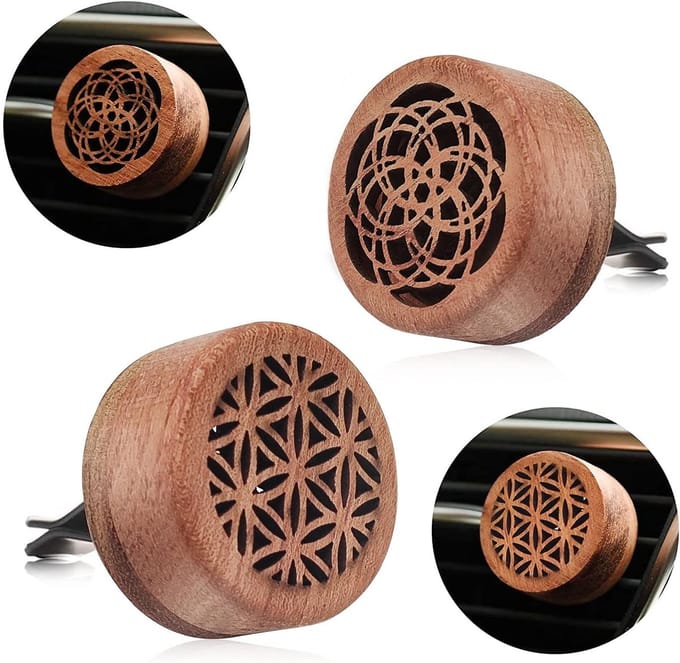 2pcs Essentiële Olie Diffusers - Draagbare Locket Auto Aroma Diffusers met Lava Steen Luchtverfrisser - 2 Charmante Patronen
