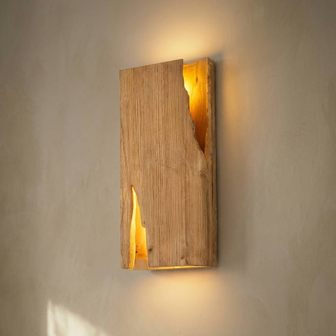 Lucande - Wandlamp hout - 2lichts - dennenhout - H: 22 cm - E14 - licht hout