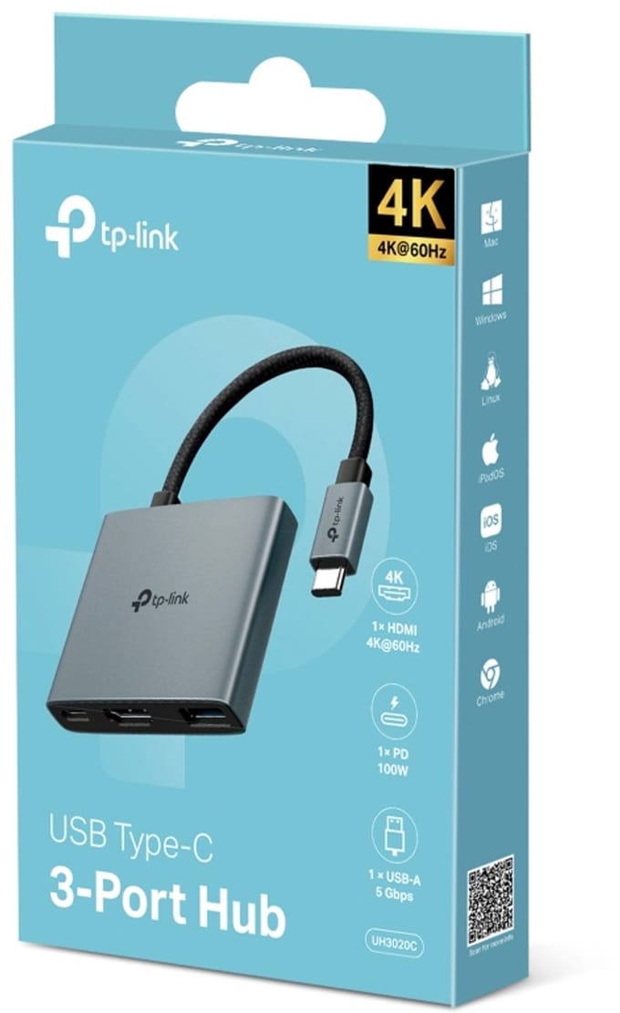 TP-Link UH3020C interface hub USB Type-C 5000 Mbit/s Grijs