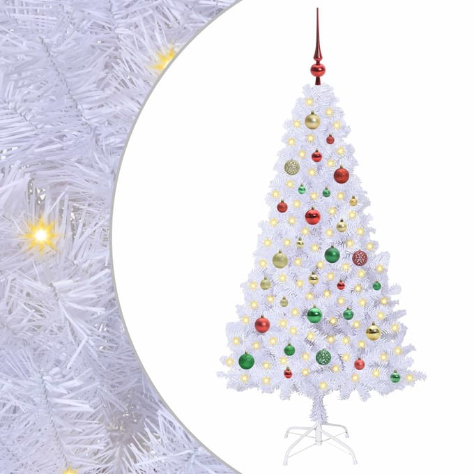 vidaXL - Kunstkerstboom - Wit - 150 - cm - PVC - en - Staal