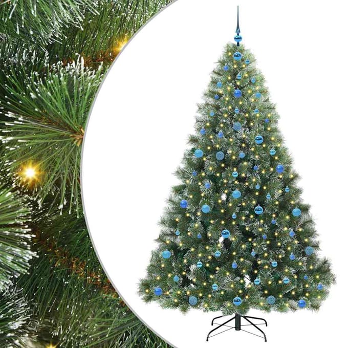 vidaXL - Kunstkerstboom - met - 300 - LED - met - standaard - Groen - 210 - cm - PE - en - PVC